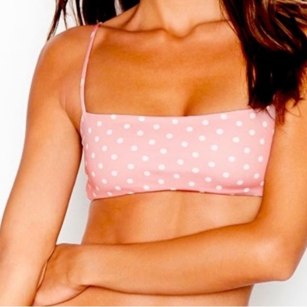 Victoria’s Secret Skin by Same Pink Polka Dot Bandeau Bikini Top